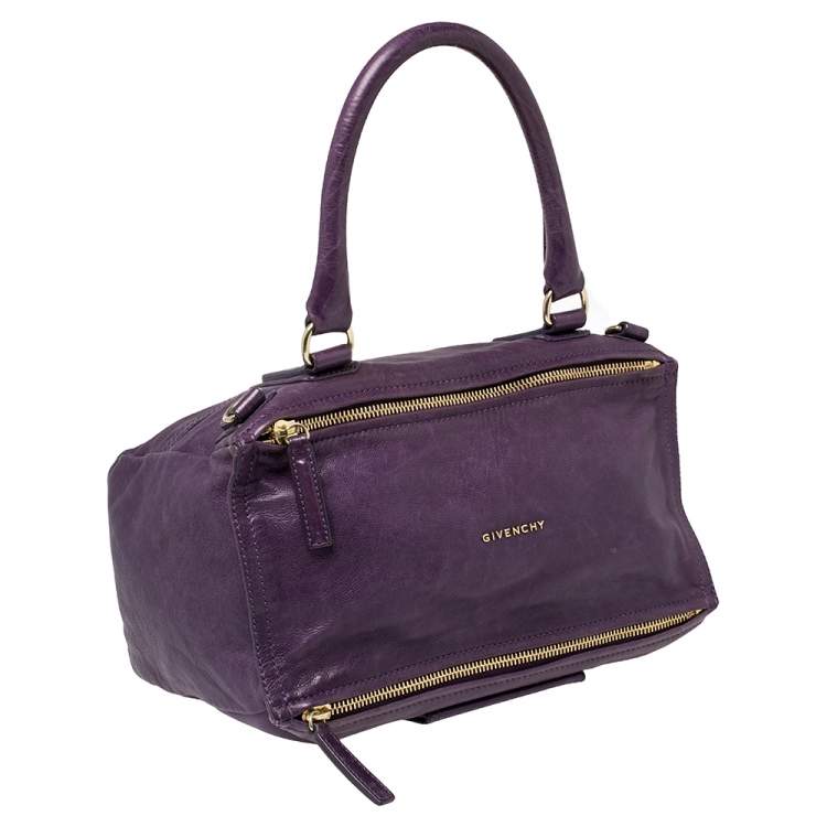 Pre Owned Givenchy Purple Leather Large Pandora Shoulder Bag