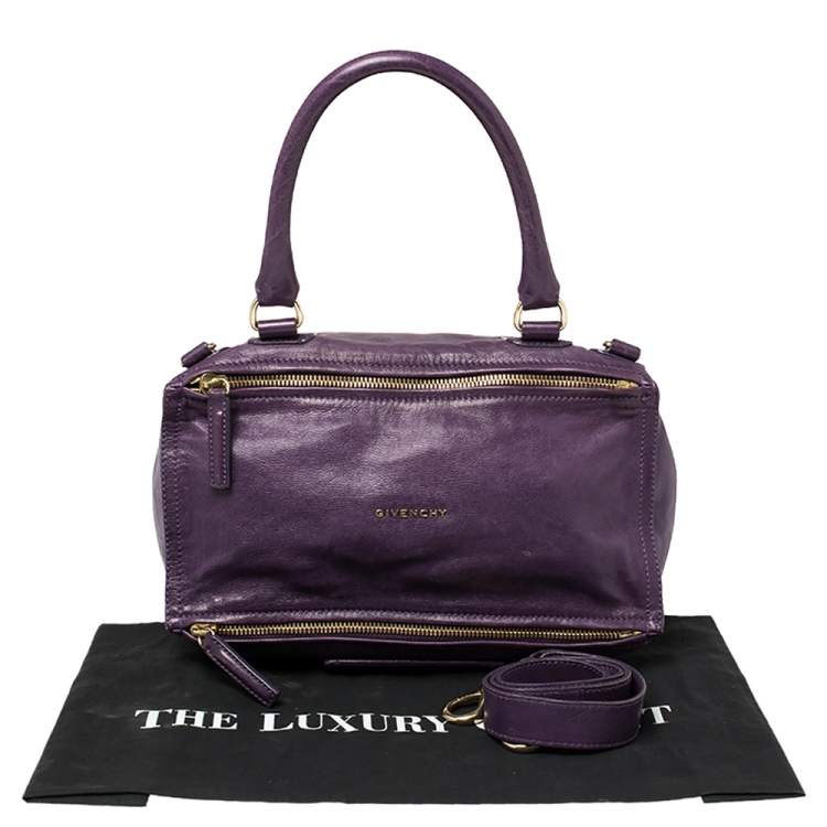 Pre Owned Givenchy Purple Leather Large Pandora Shoulder Bag