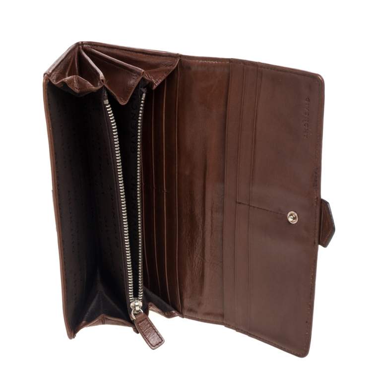 Pre Owned Givenchy Brown Leather Flap Continental Wallet