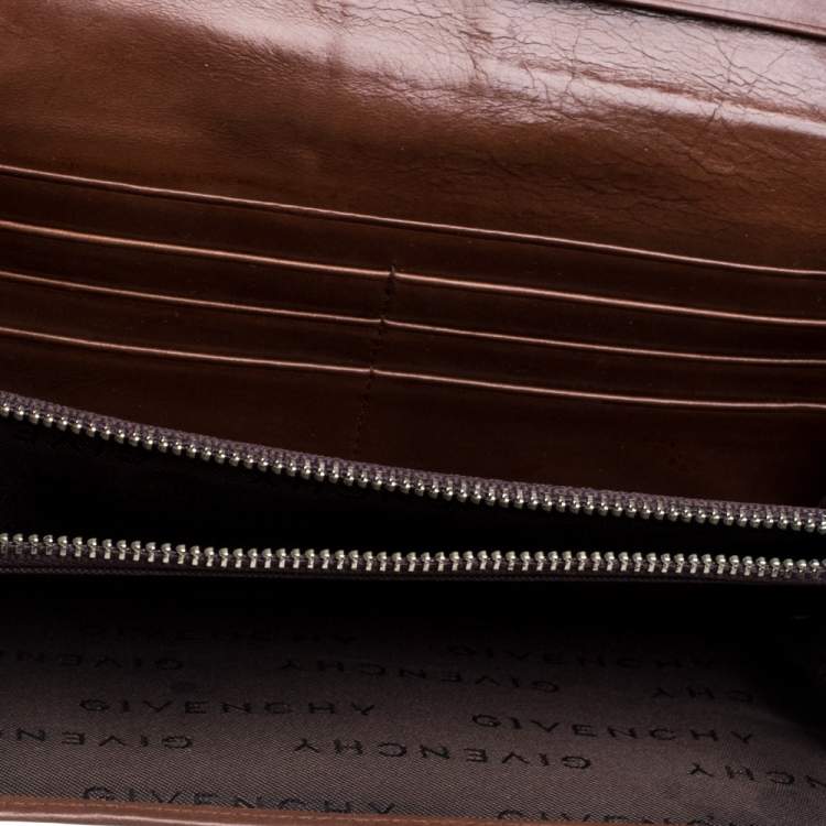 Pre Owned Givenchy Brown Leather Flap Continental Wallet