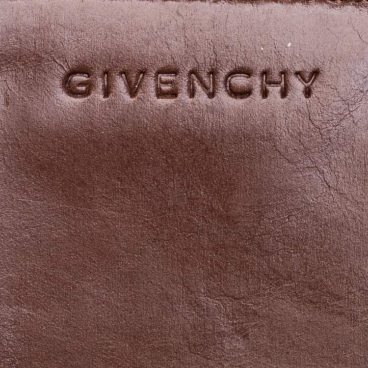Pre Owned Givenchy Brown Leather Flap Continental Wallet