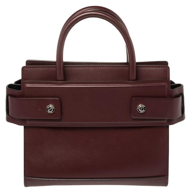 Pre Owned Givenchy Burgundy  Leather Mini Horizon Crossbody Bag