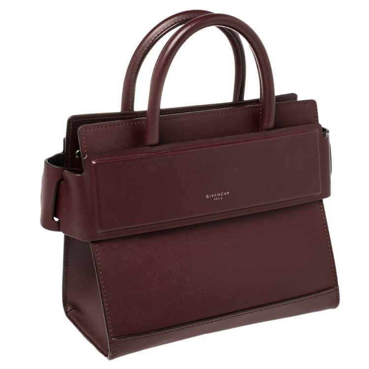 Pre Owned Givenchy Burgundy  Leather Mini Horizon Crossbody Bag
