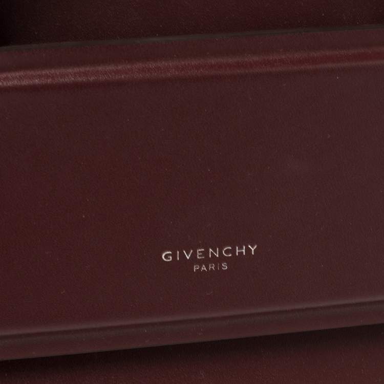 Pre Owned Givenchy Burgundy  Leather Mini Horizon Crossbody Bag