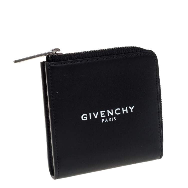 Pre Owned Givenchy Black Leather Zip Around Wallet