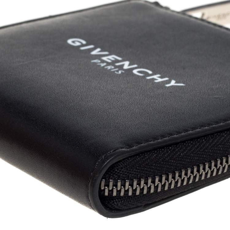 Pre Owned Givenchy Black Leather Zip Around Wallet