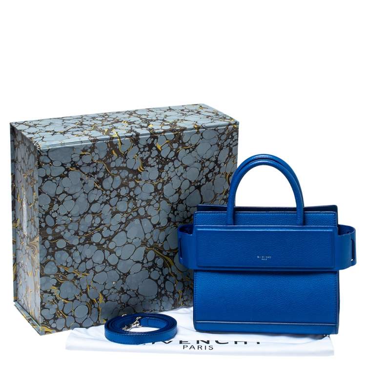 Pre Owned Givenchy Blue Leather Mini Horizon Crossbody Bag
