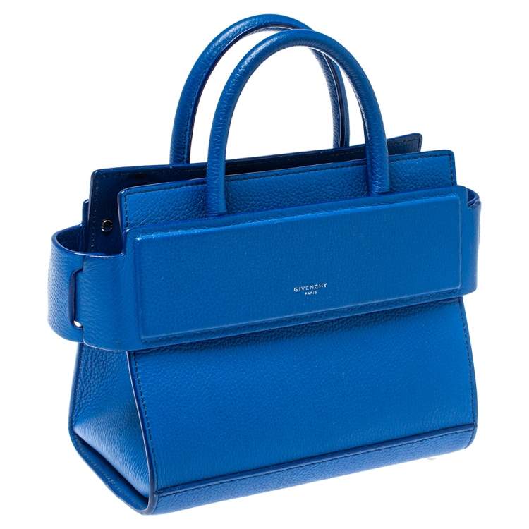 Pre Owned Givenchy Blue Leather Mini Horizon Crossbody Bag