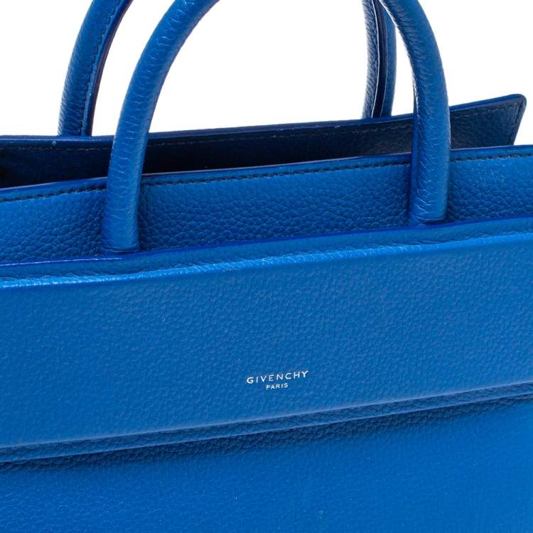 Pre Owned Givenchy Blue Leather Mini Horizon Crossbody Bag