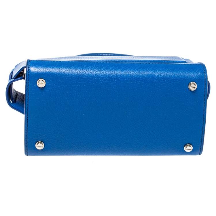 Pre Owned Givenchy Blue Leather Mini Horizon Crossbody Bag