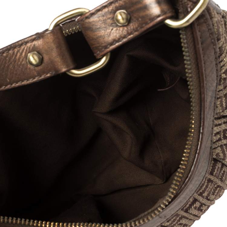 Pre Owned Givenchy Brown Logo Print Canvas And Leather Hobo 