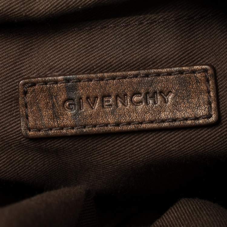 Pre Owned Givenchy Brown Logo Print Canvas And Leather Hobo 