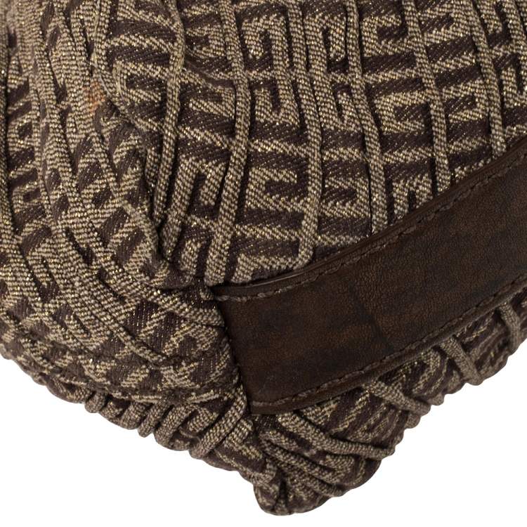 Pre Owned Givenchy Brown Logo Print Canvas And Leather Hobo 