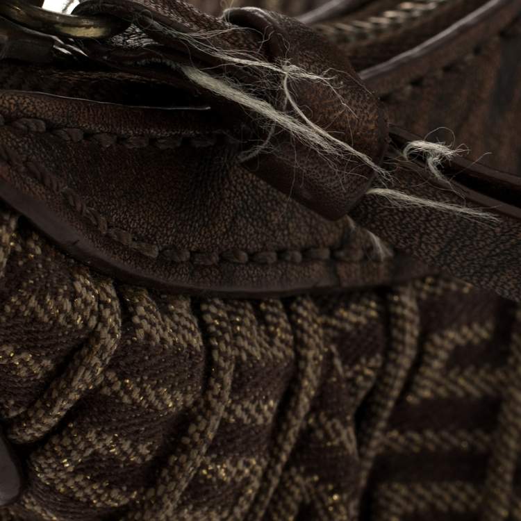 Pre Owned Givenchy Brown Logo Print Canvas And Leather Hobo 