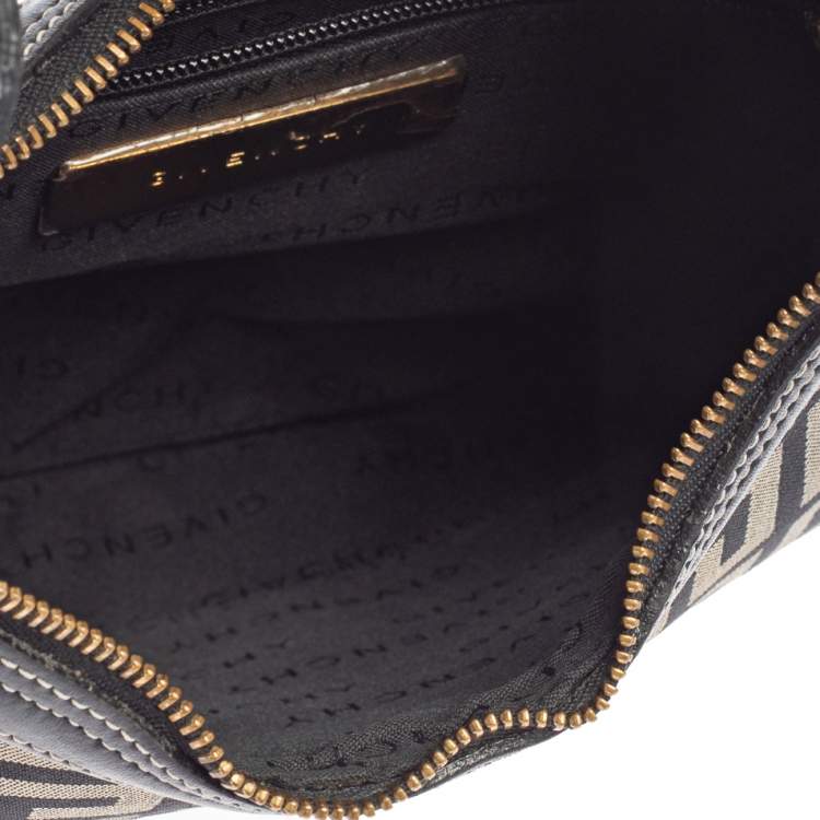 Pre Owned Givenchy Grey/Black Monogram Canvas and Leather Hobo