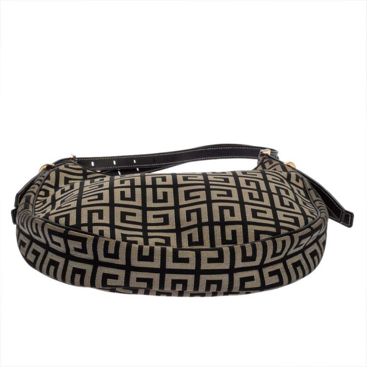 Pre Owned Givenchy Grey/Black Monogram Canvas and Leather Hobo