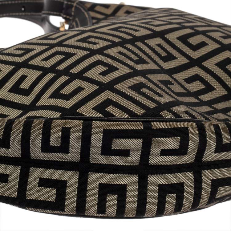 Pre Owned Givenchy Grey/Black Monogram Canvas and Leather Hobo