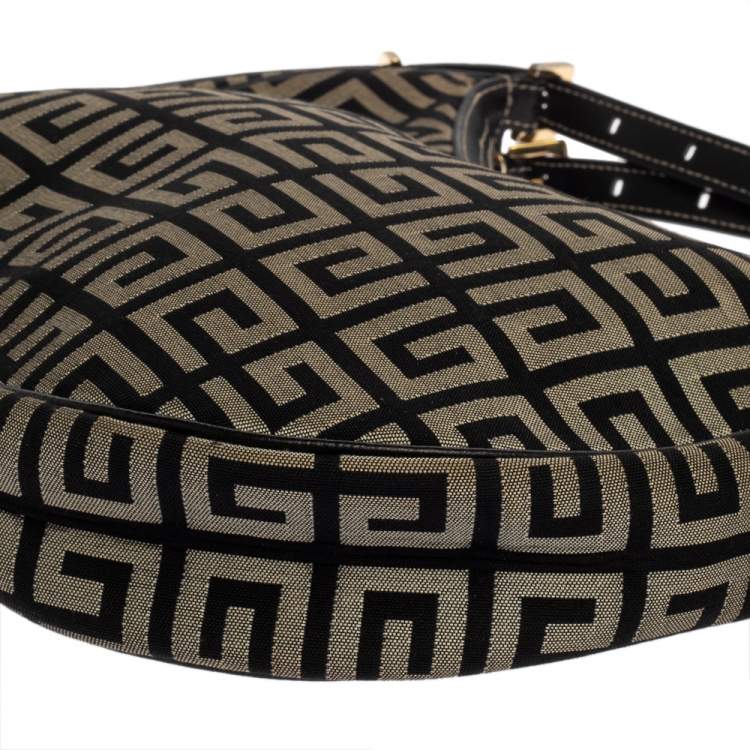 Pre Owned Givenchy Grey/Black Monogram Canvas and Leather Hobo