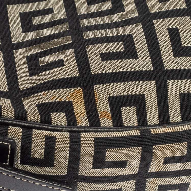 Pre Owned Givenchy Grey/Black Monogram Canvas and Leather Hobo
