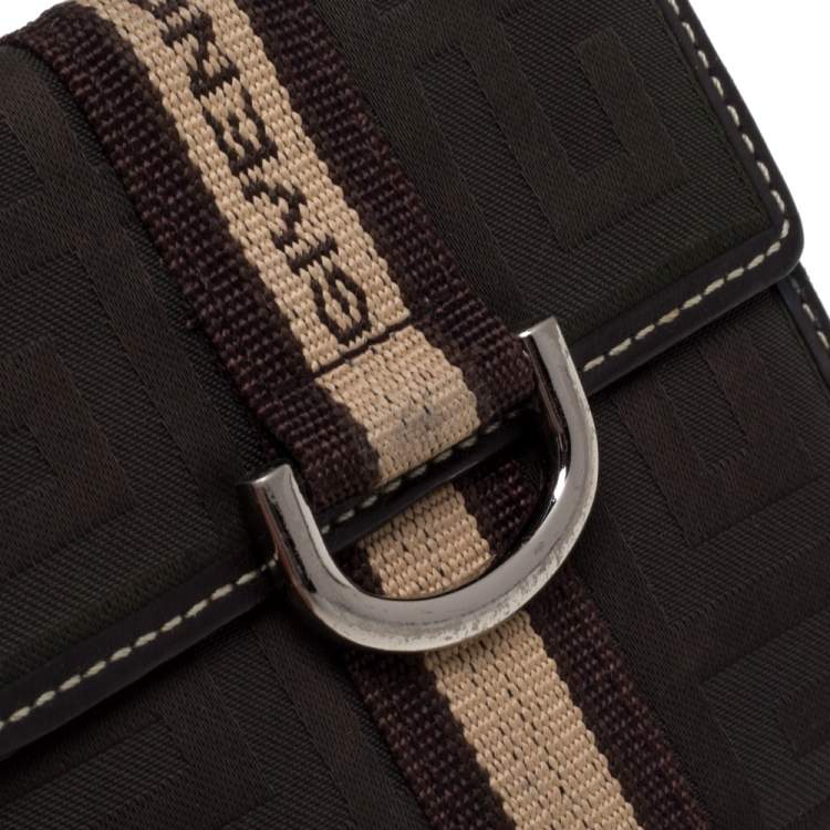 Pre Owned Givenchy Green/Brown Monogram Fabric and Leather French Wallet 