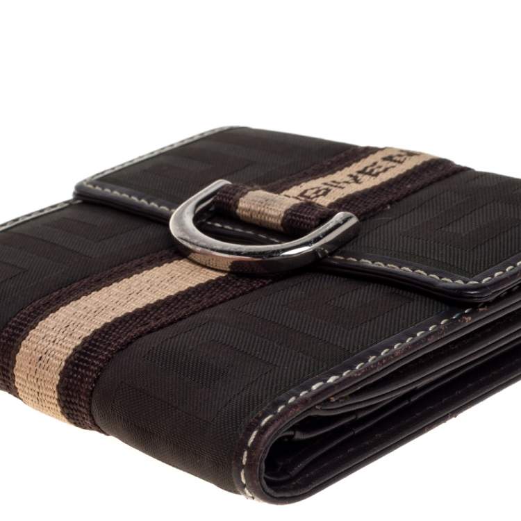 Pre Owned Givenchy Green/Brown Monogram Fabric and Leather French Wallet 