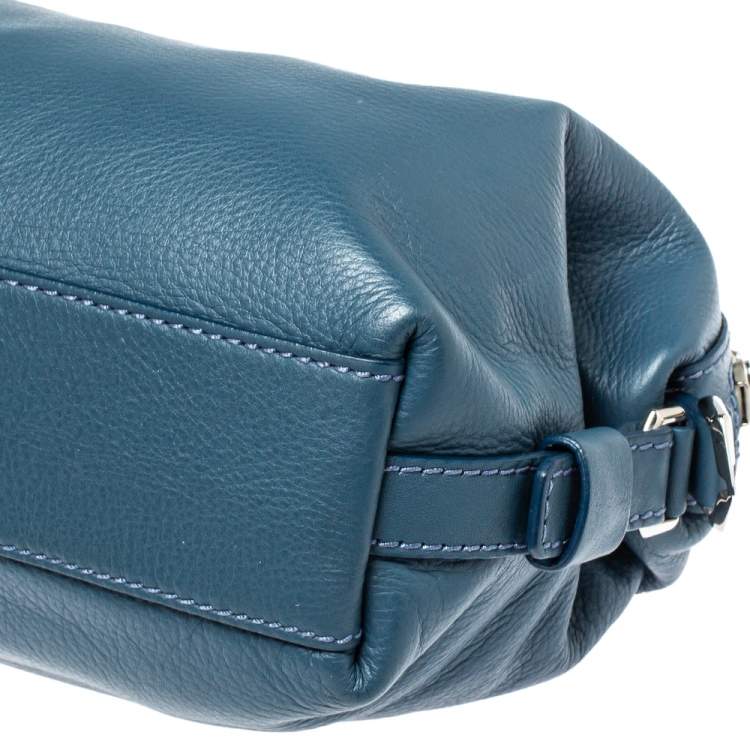 Pre Owned Givenchy Teal Blue Leather Mini Nightingale Bag