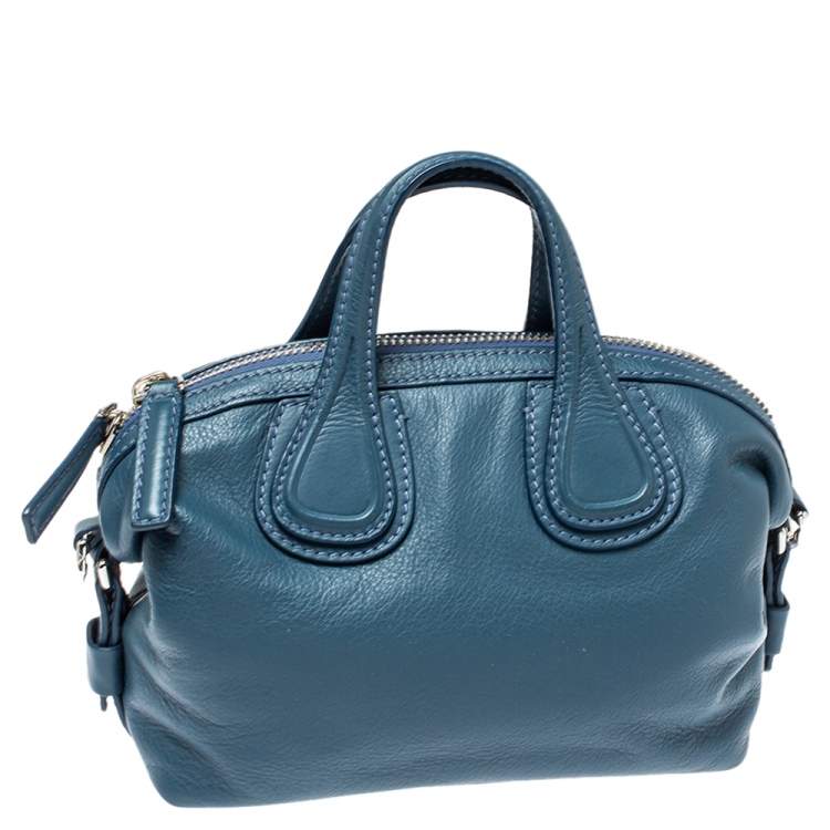 Pre Owned Givenchy Teal Blue Leather Mini Nightingale Bag