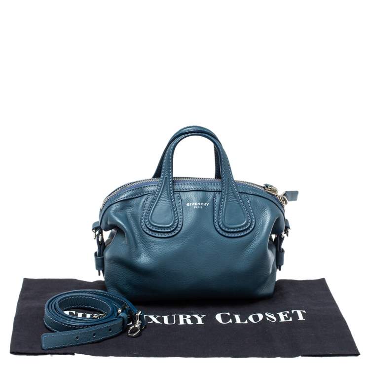 Pre Owned Givenchy Teal Blue Leather Mini Nightingale Bag