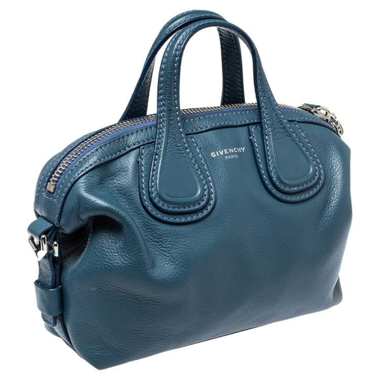 Pre Owned Givenchy Teal Blue Leather Mini Nightingale Bag