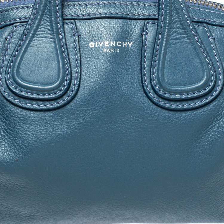 Pre Owned Givenchy Teal Blue Leather Mini Nightingale Bag