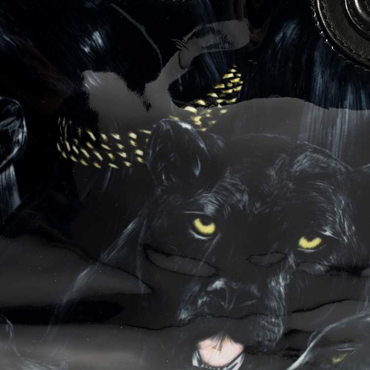 Pre Owned Givenchy Black Panther Print Patent and Leather Medium Nightingale Satchel