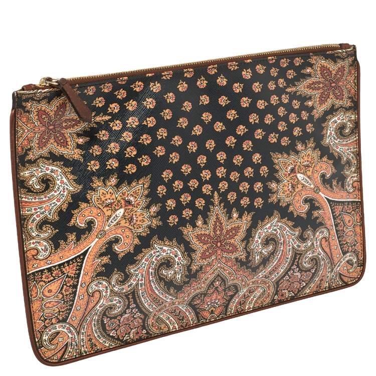 Pre Owned Givenchy Multicolor Leather Paisley Print Clutch