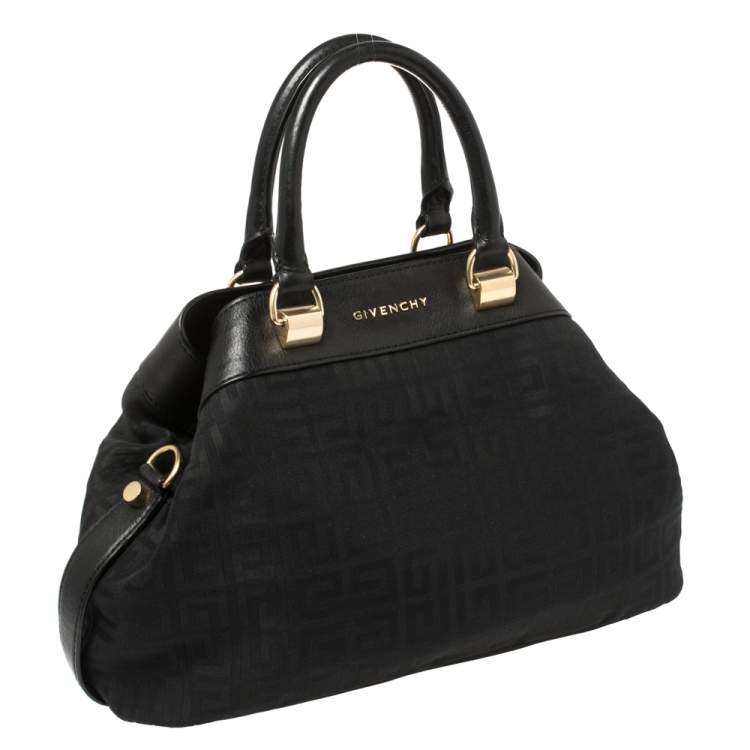 Pre Owned Givenchy Black Monogram Canvas And Leather Tote