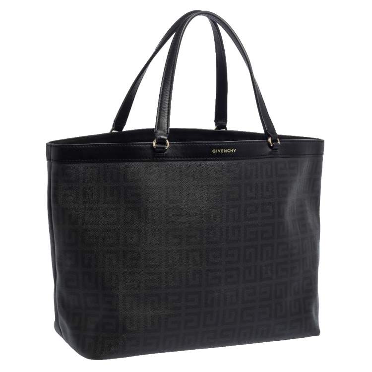 Pre Owned Givenchy Black Monogram Coated Canvas and Leather Shopper Tote