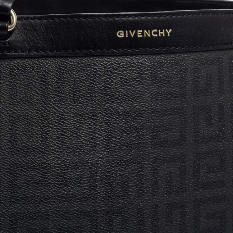 Pre Owned Givenchy Black Monogram Coated Canvas and Leather Shopper Tote