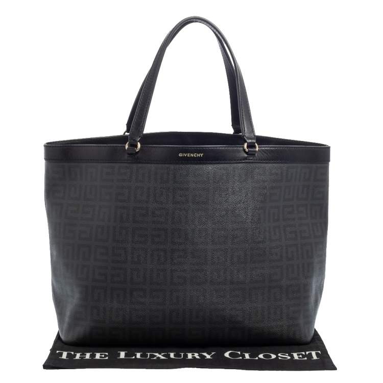 Pre Owned Givenchy Black Monogram Coated Canvas and Leather Shopper Tote