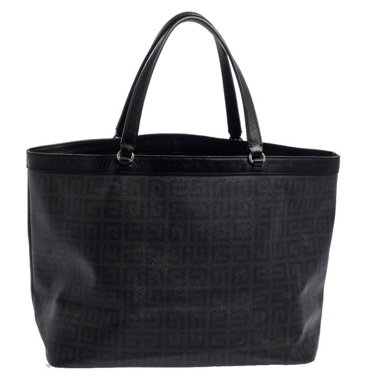 Pre Owned Givenchy Black Monogram Coated Canvas and Leather Shopper Tote