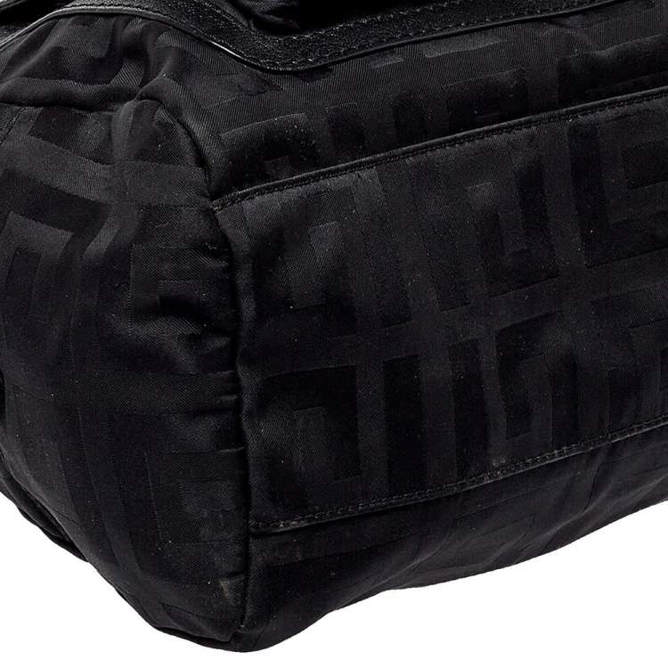 Pre Owned Givenchy Black Leather And Signature Canvas Duffel Bag
