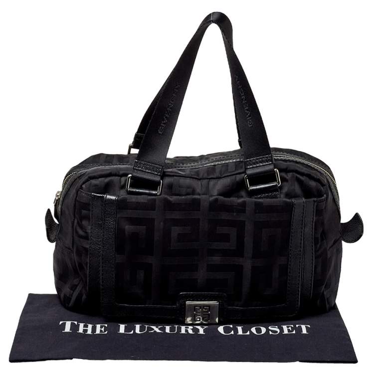 Pre Owned Givenchy Black Leather And Signature Canvas Duffel Bag