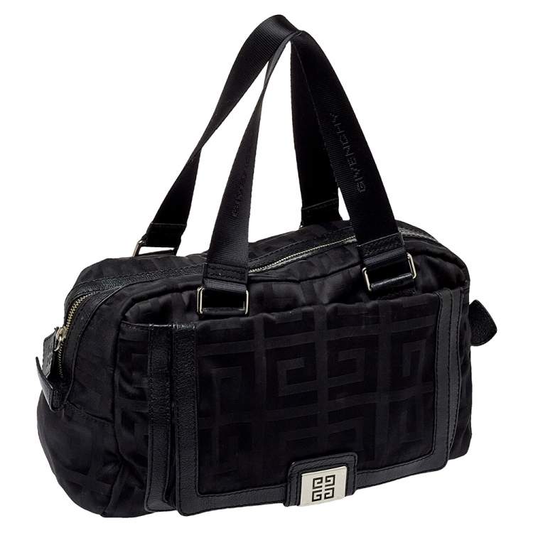 Pre Owned Givenchy Black Leather And Signature Canvas Duffel Bag