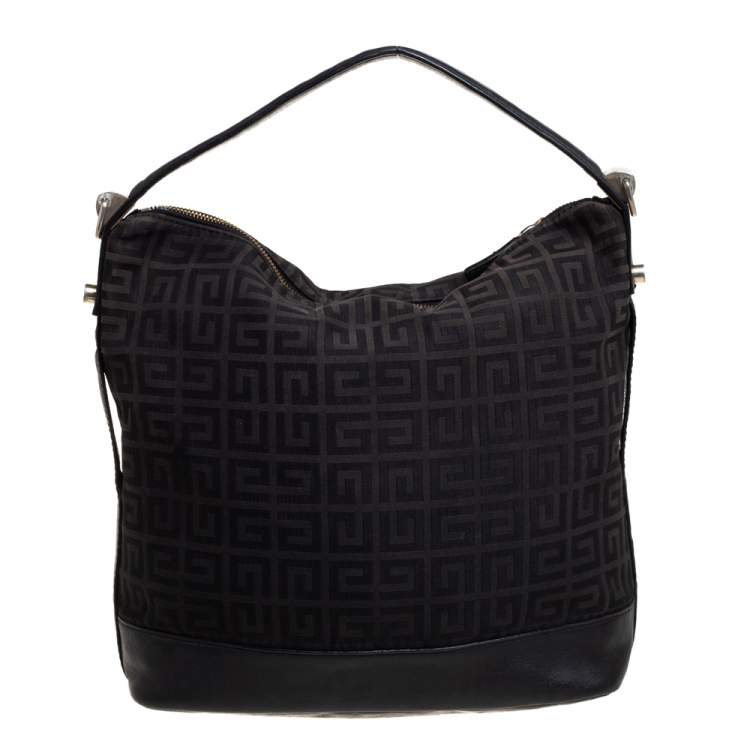 Pre Owned Givenchy Black Signature Canvas And Leather Hobo