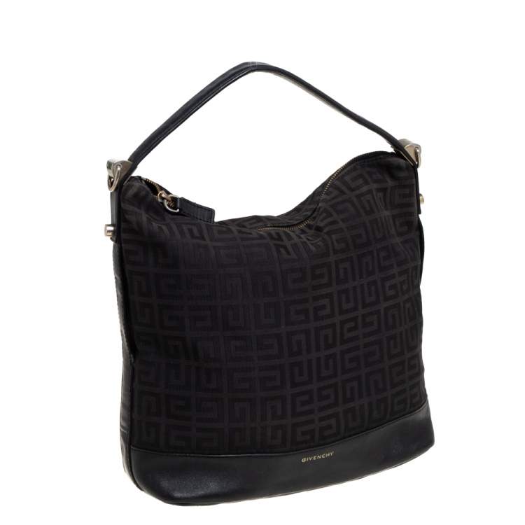 Pre Owned Givenchy Black Signature Canvas And Leather Hobo