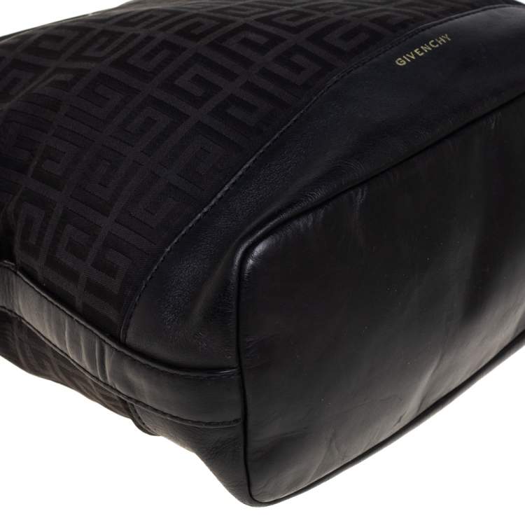 Pre Owned Givenchy Black Signature Canvas And Leather Hobo