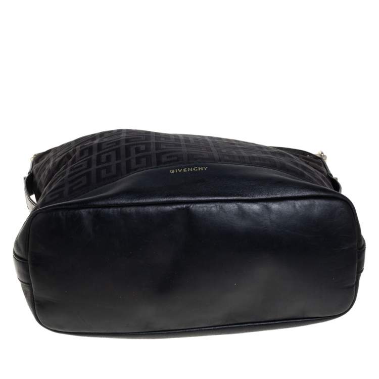 Pre Owned Givenchy Black Signature Canvas And Leather Hobo