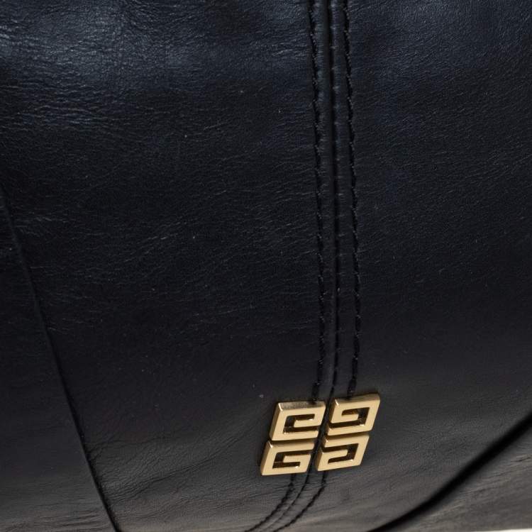 Pre Owned Givenchy Black Leather Ruched Hobo