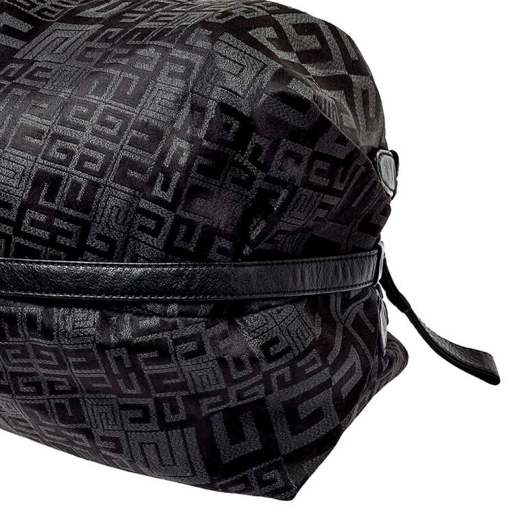 Pre Owned Givenchy Black Monogram Nylon and Leather Double Handle Hobo 