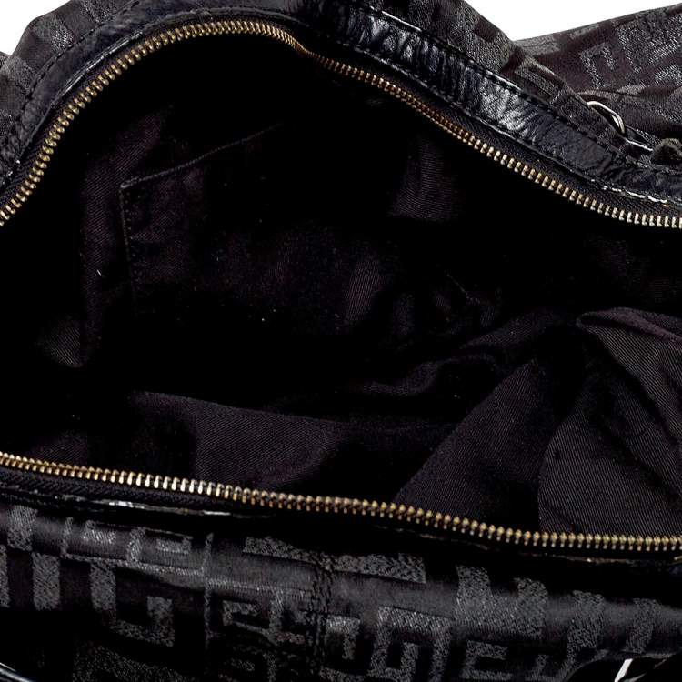 Pre Owned Givenchy Black Monogram Nylon and Leather Double Handle Hobo 