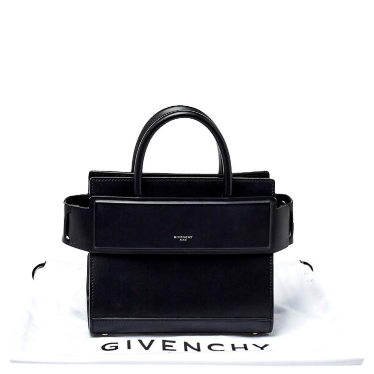 Pre Owned Givenchy Black Leather Mini Horizon Crossbody Bag