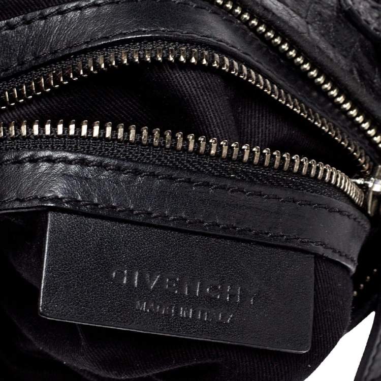 Pre Owned Givenchy Black Croc Embossed Leather Mini Pandora Crossbody Bag