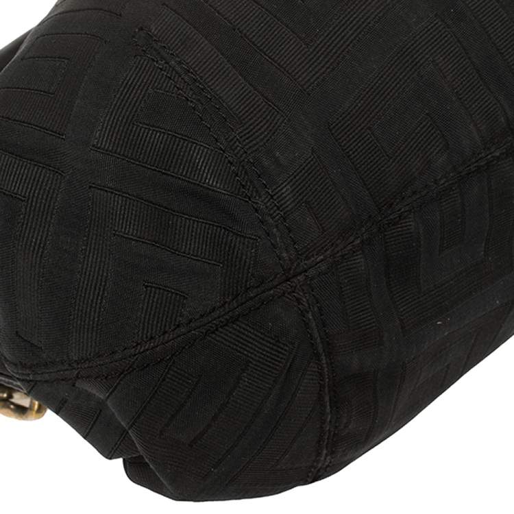 Pre Owned Givenchy Black Monogram Canvas and Croc Embossed Leather Hobo